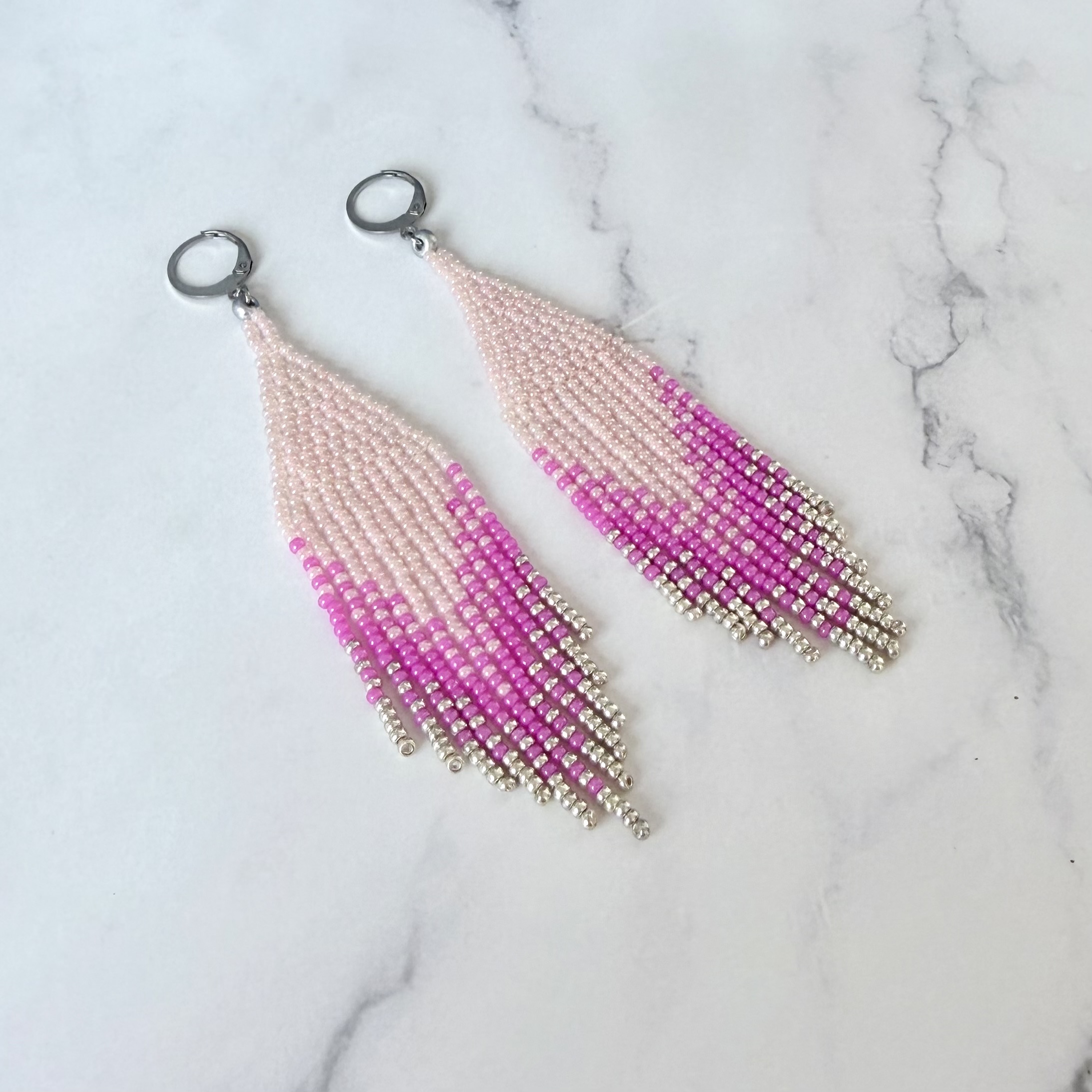 Ombré náušnice jemně blyštivé Pink Harmony