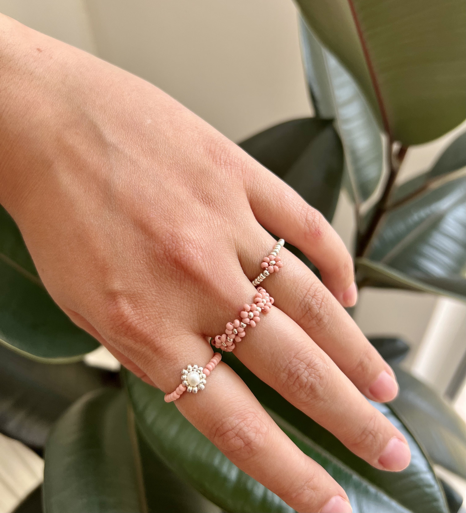 Sada prstenů Minimalism Sada prstenů Minimalism pinky beige
