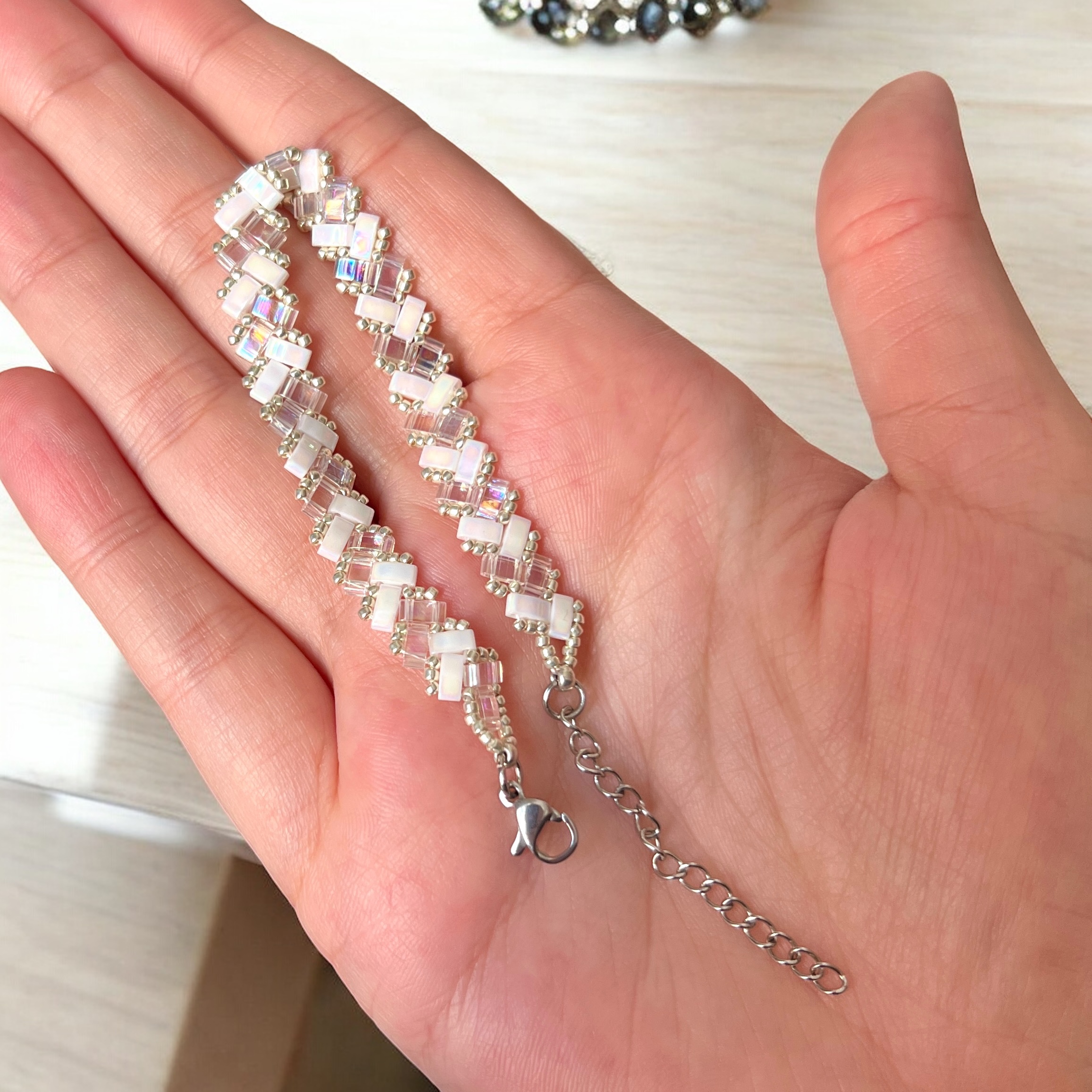 Náramek Miyuki Tila Silverwhite