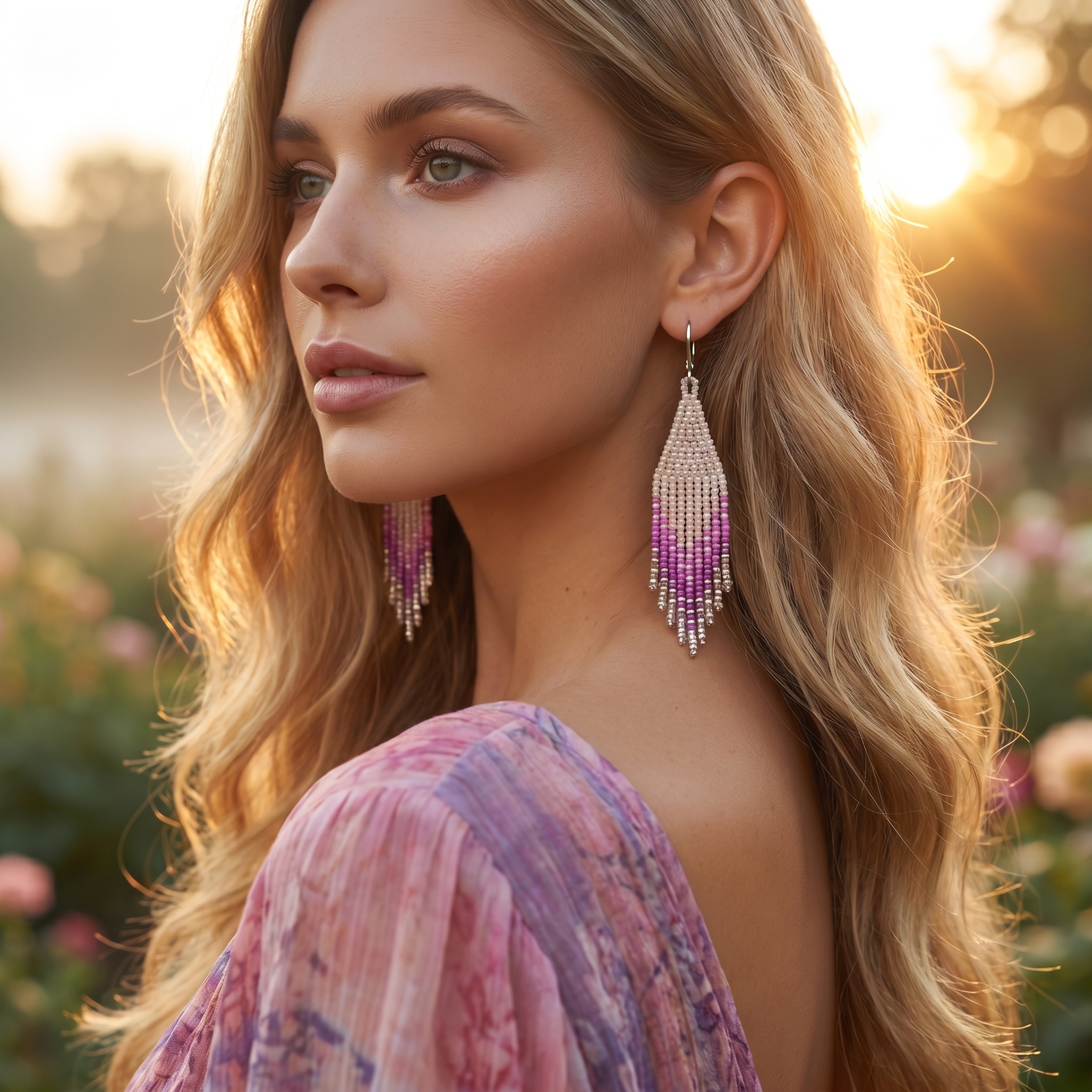 Ombré náušnice jemně blyštivé Pink Harmony